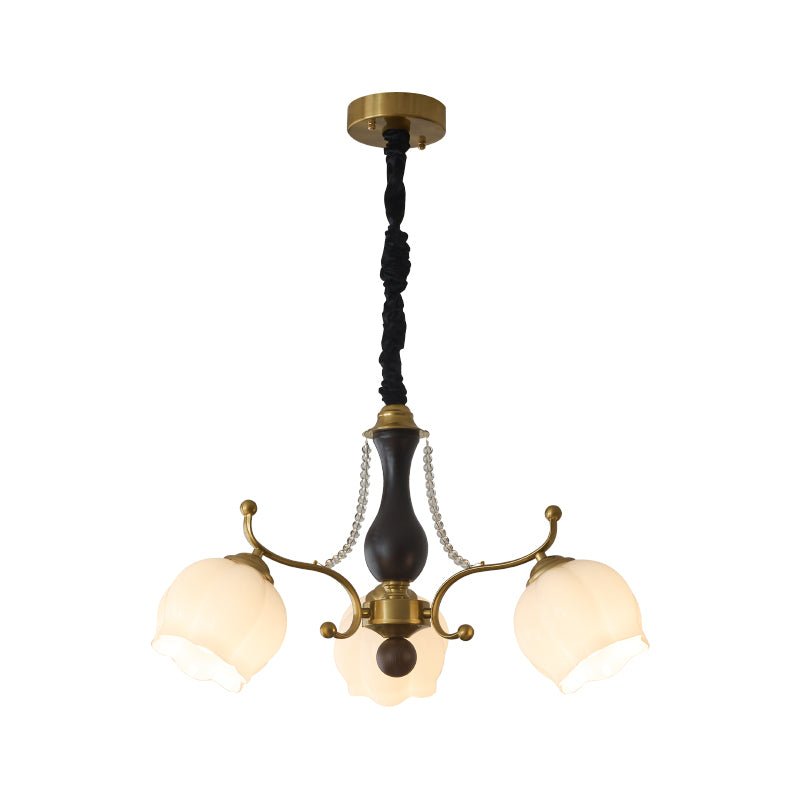 Elvorine-lysekrone i træ og glas, vintage