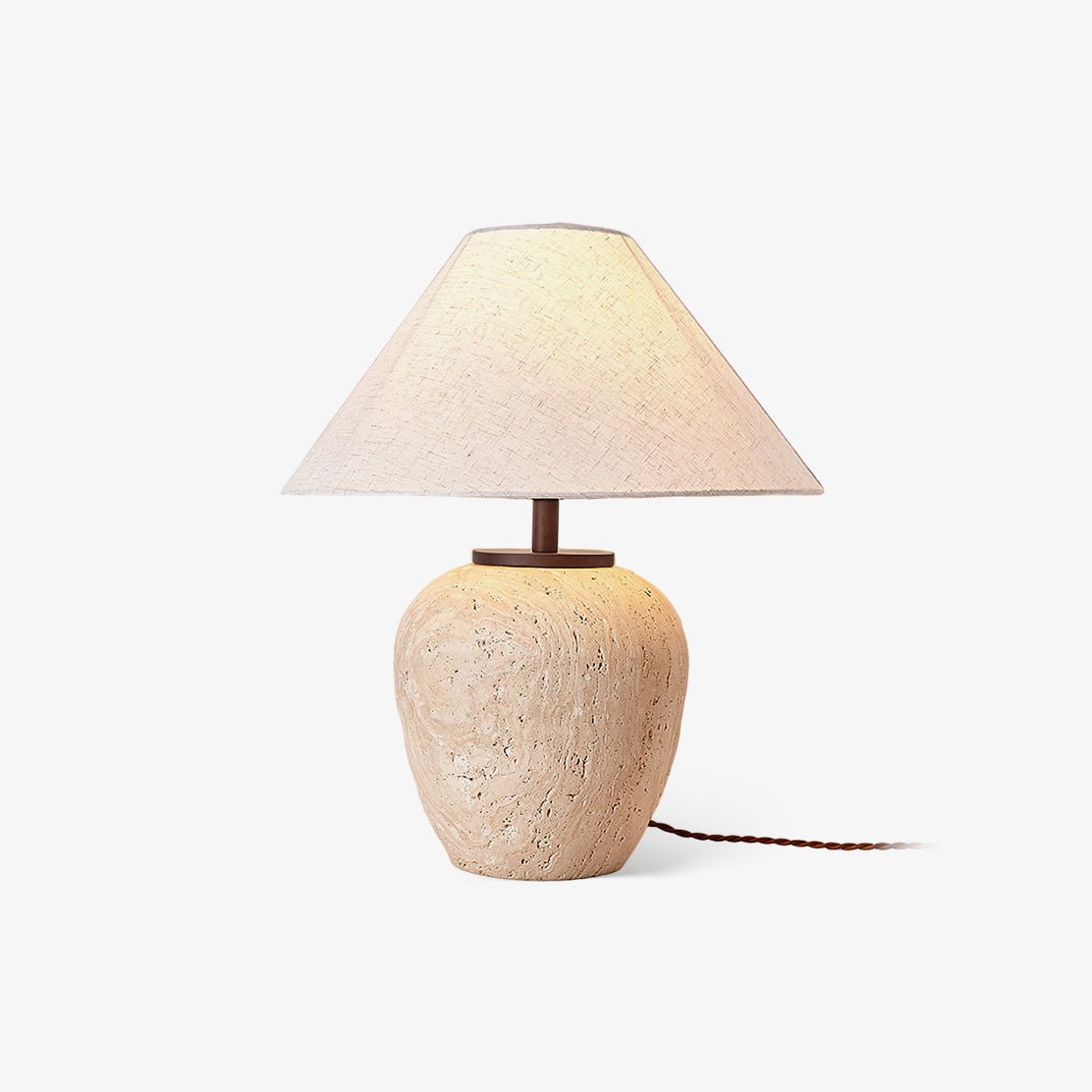 Cazorus kugleformet bordlampe i travertin