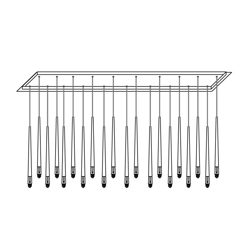 Lysekrone med poleret messing og krystalskærme, minimalistisk