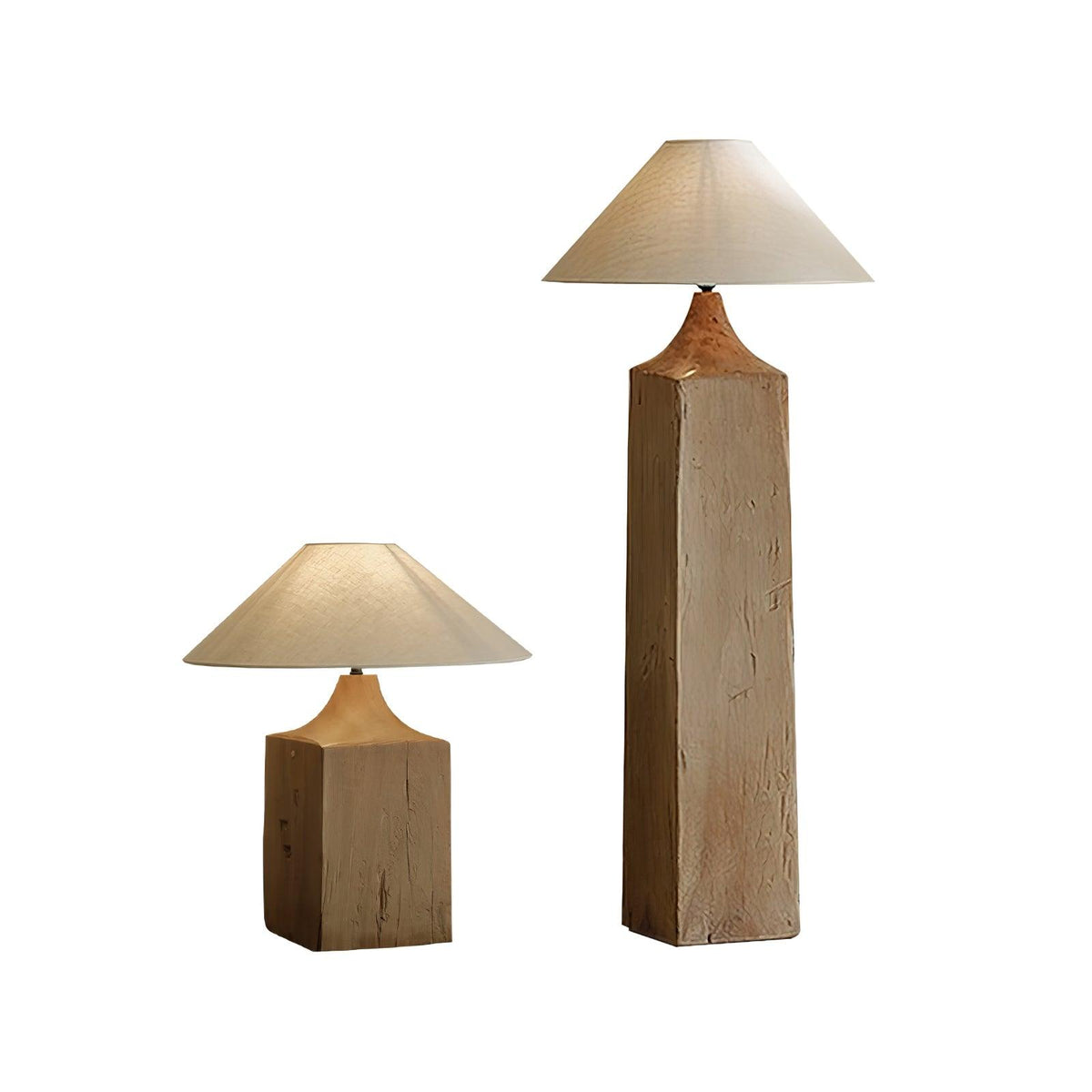 Rustica søjlegulvlampe i træ