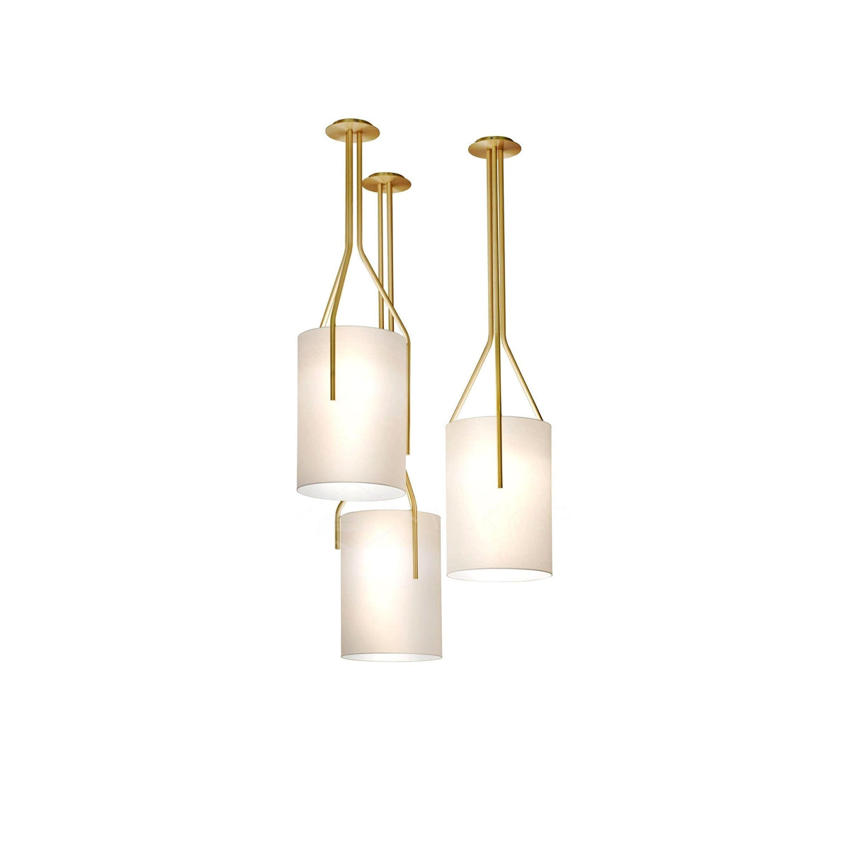 Cex moderne LED-lysekrone i messing med 3 lys