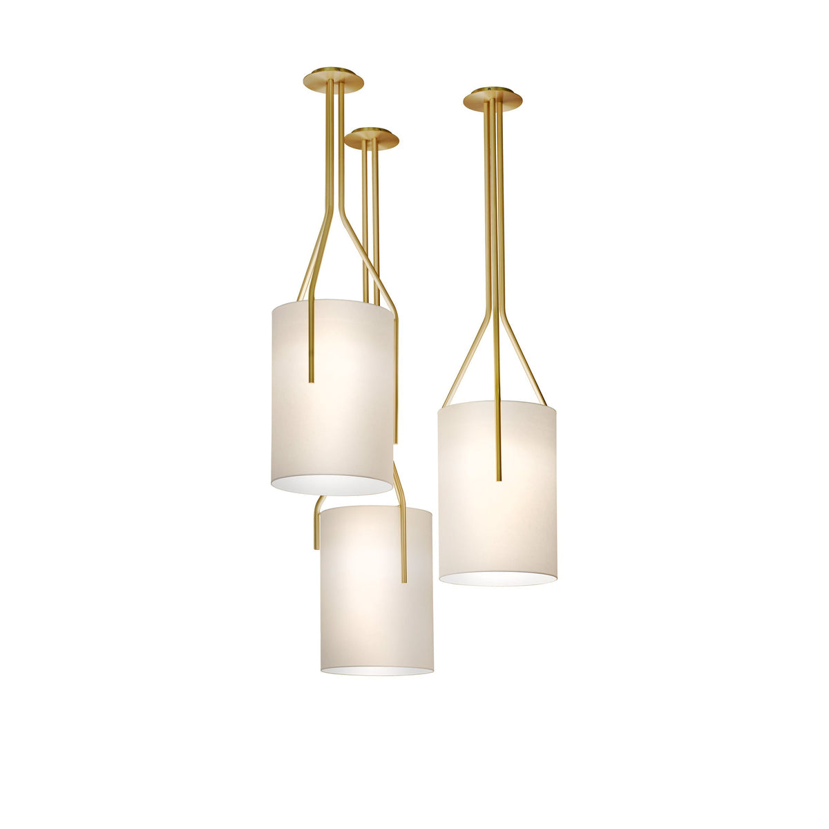 Cex moderne LED-lysekrone i messing med 3 lys