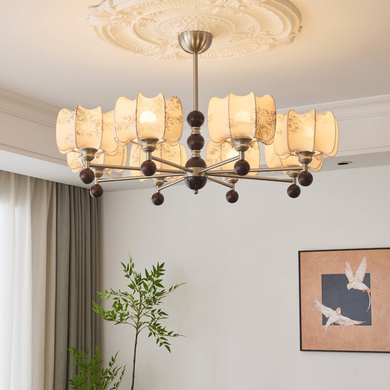 Ephaos Elegantti vintage-tyylinen kukkakuvioinen puinen kattokruunu