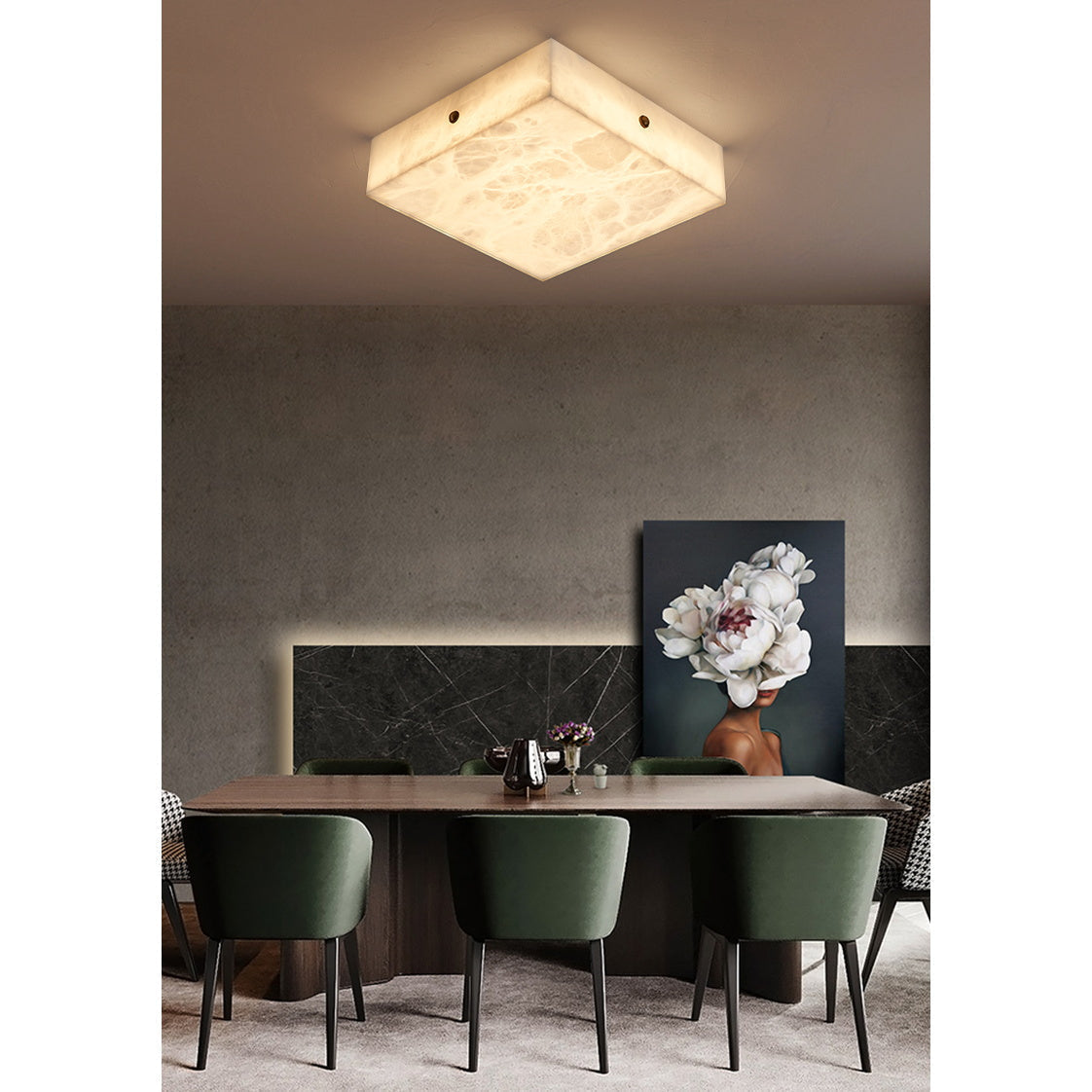 Rauduvys modern minimalistisk taklampa i alabaster