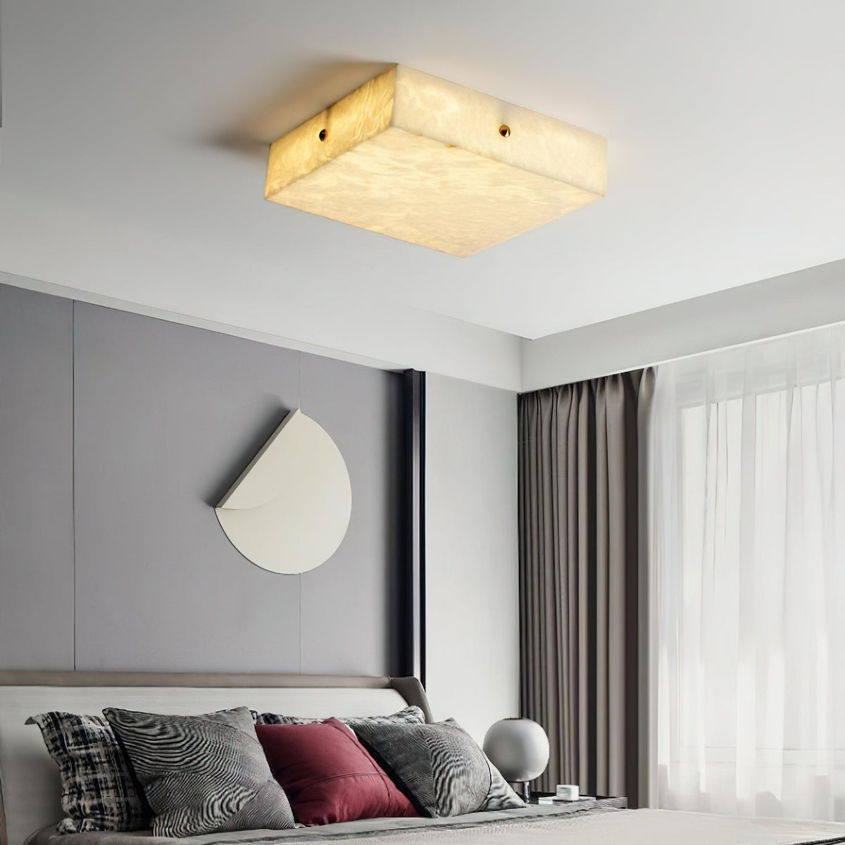 Rauduvys modern minimalistisk taklampa i alabaster