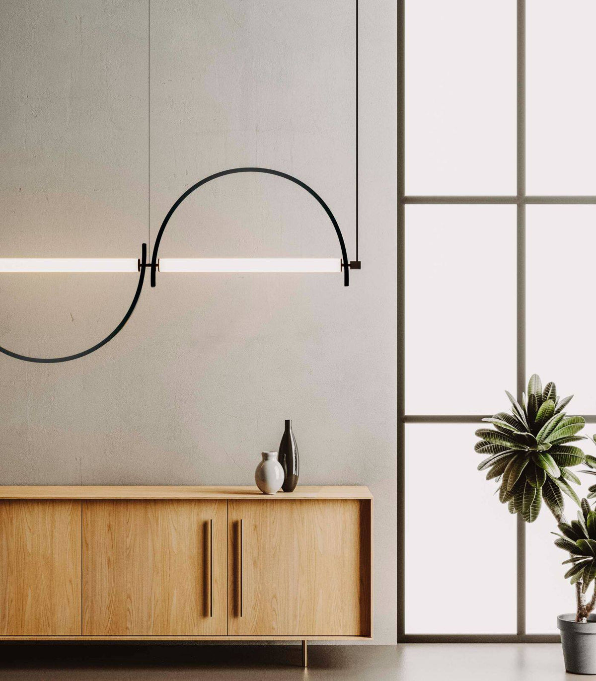 Buet lineær LED-lysekrone