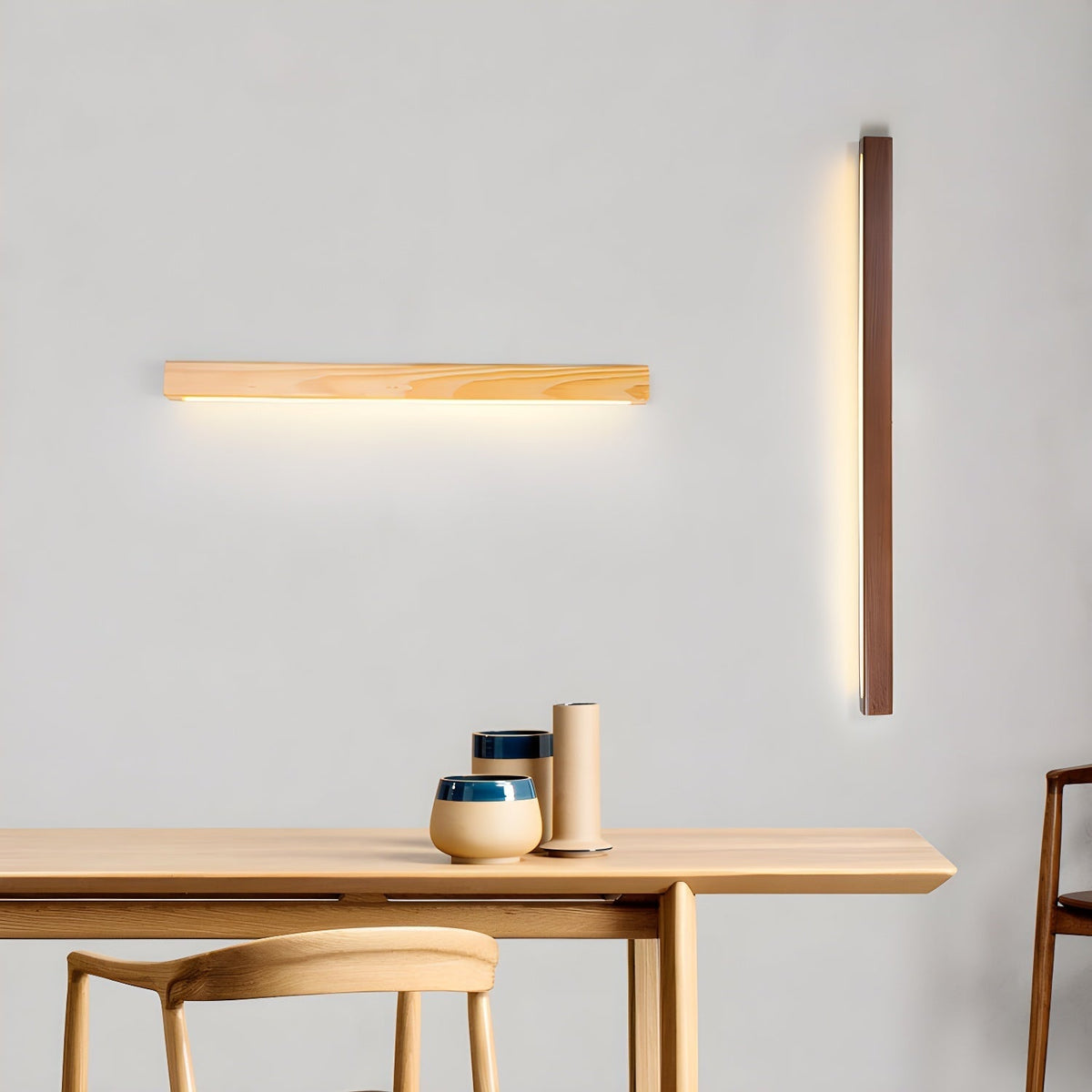 Elvivine lineær, minimalistisk LED-væglampe i træ