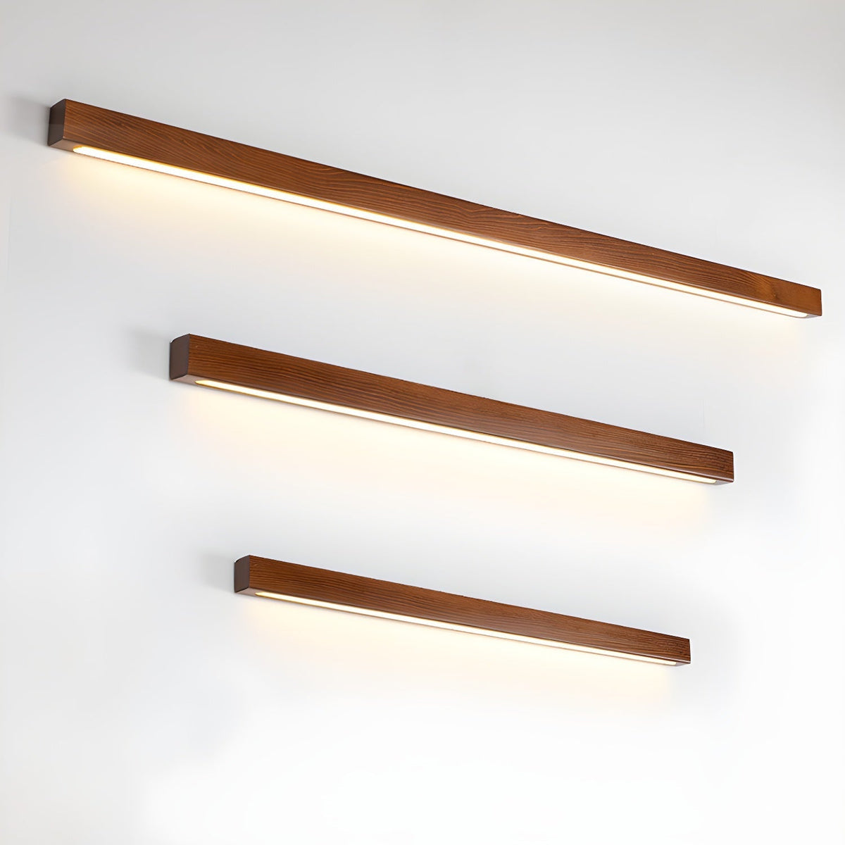Elvivine lineær, minimalistisk LED-væglampe i træ