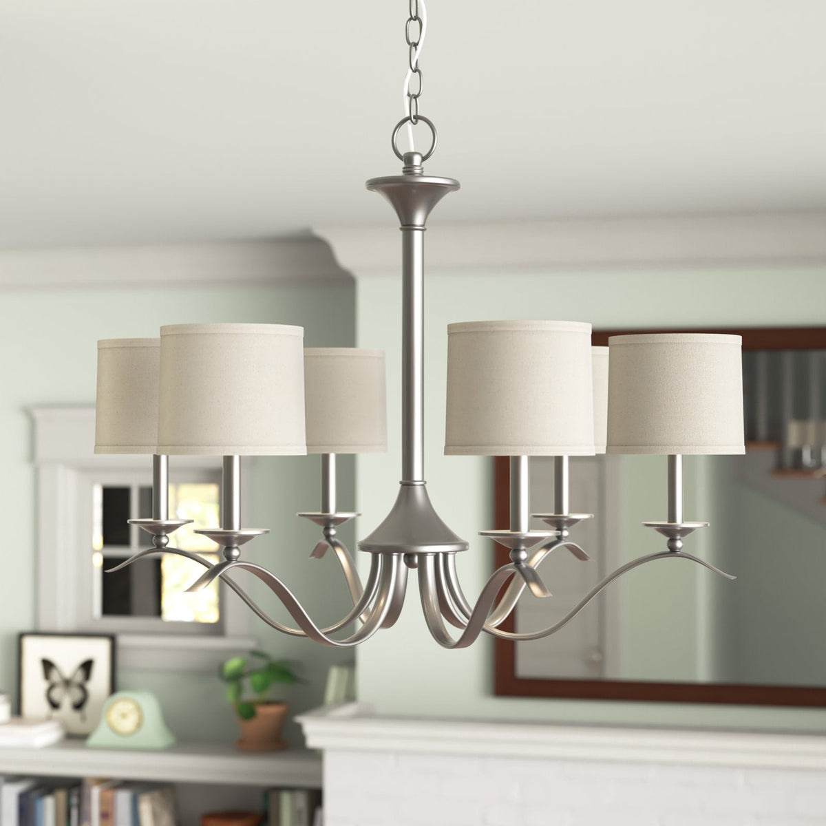 Vatnuvys Traditional Premium Brass Fabric Metal Chandelier