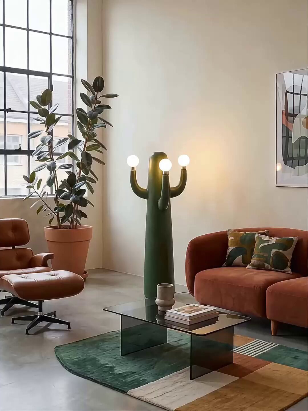 Candeeiro de pé artístico Cactus Solenna
