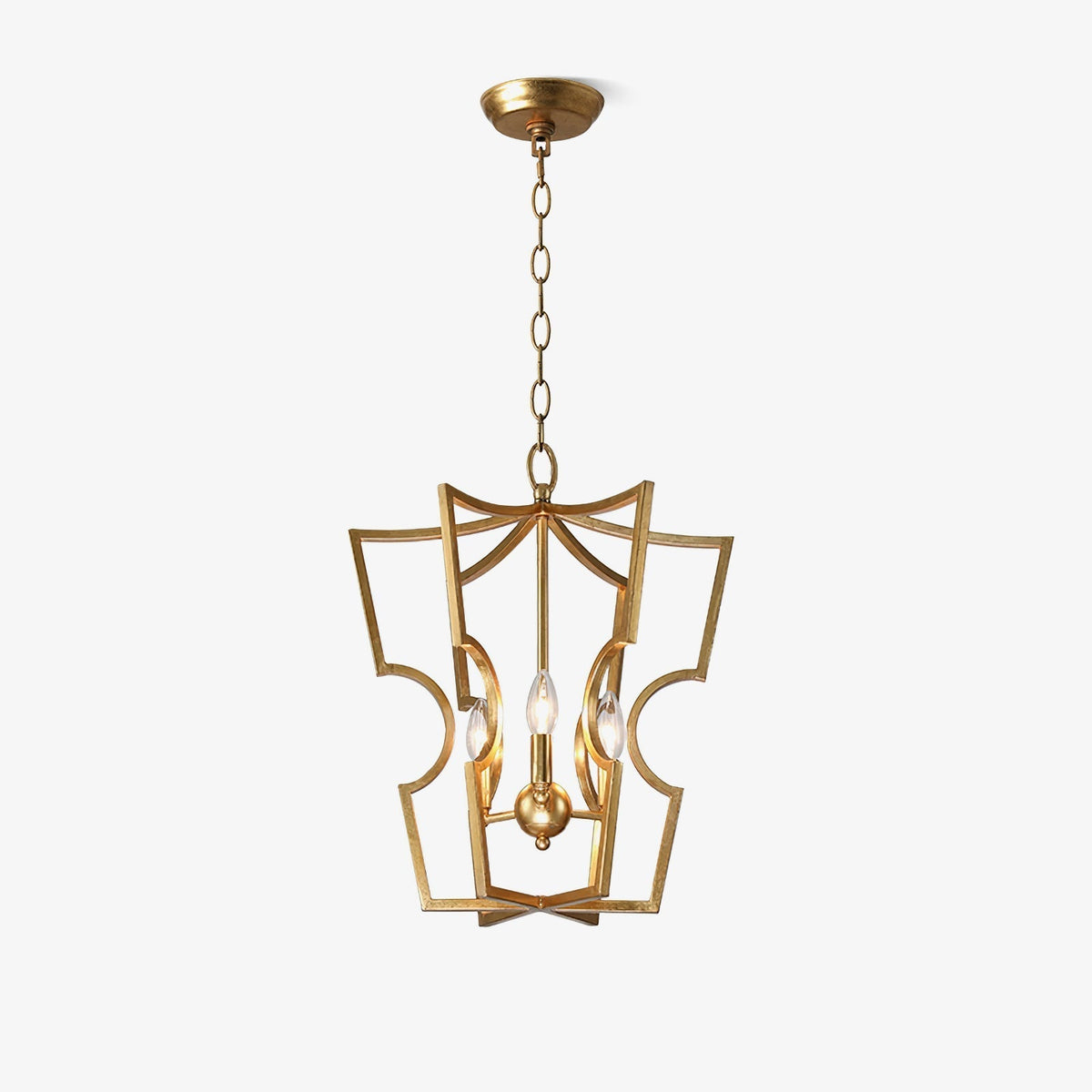 Lustre Niroxa com estrutura de lanterna dourada