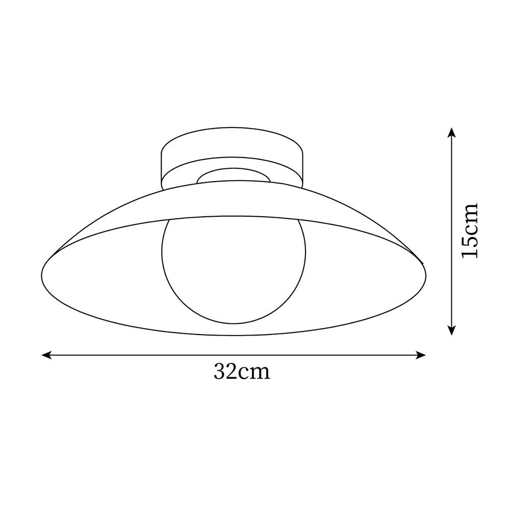 Loftslampe med metalskærm og glas, med forskellige farvemuligheder
