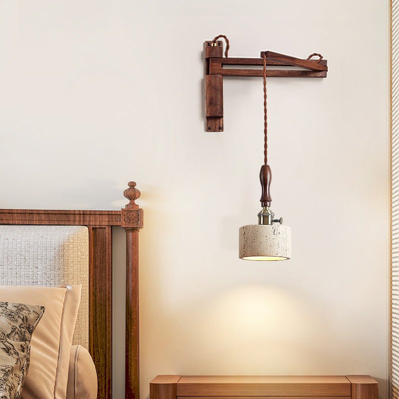 Sven modern vägglampa i gul travertin