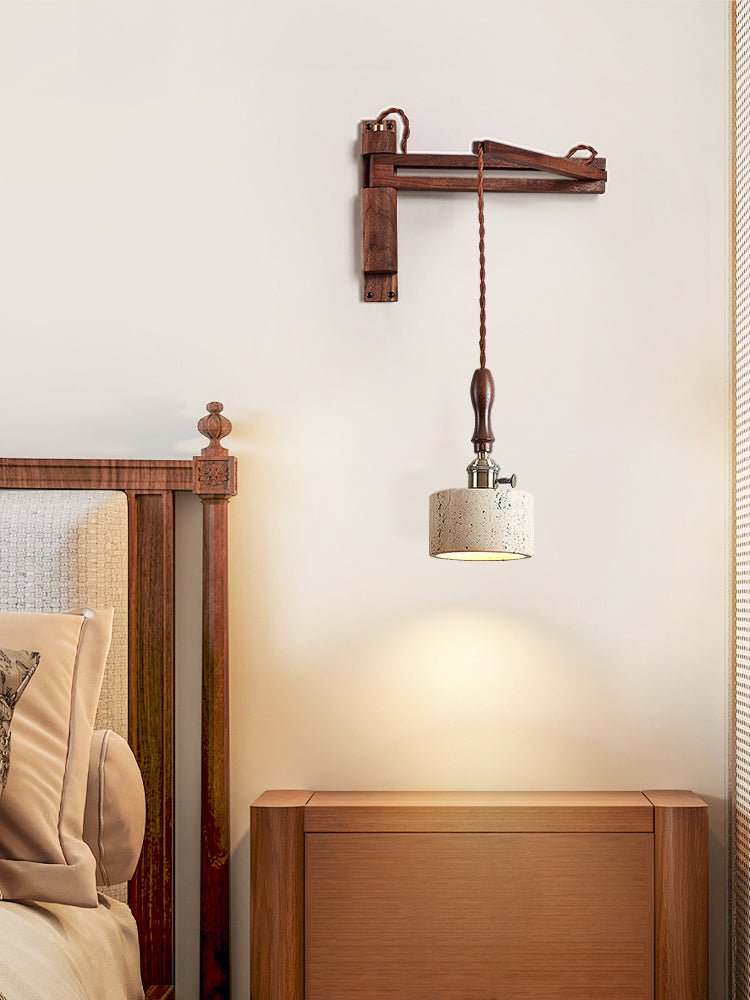 Sven modern vägglampa i gul travertin