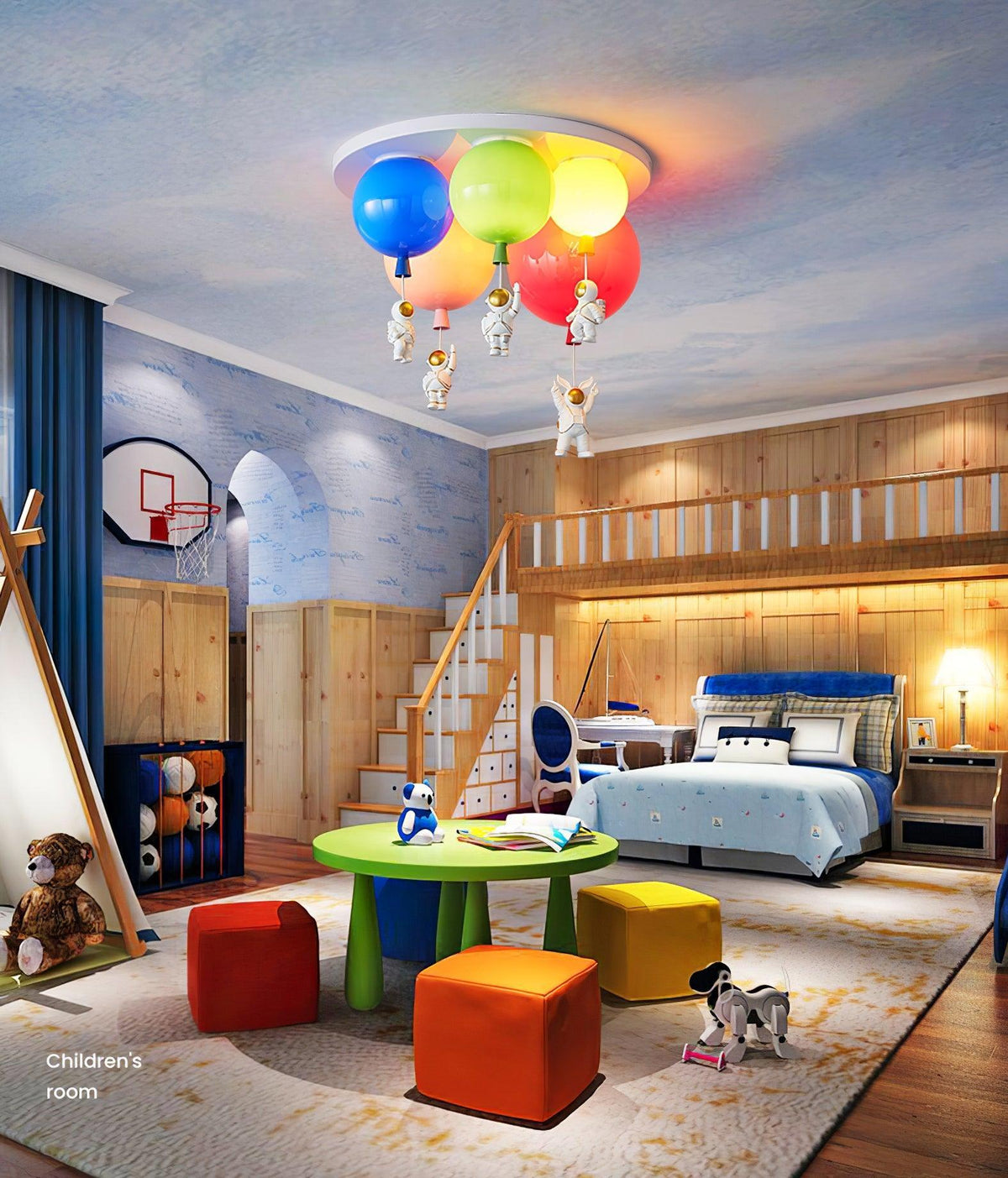 Candeeiro de teto Lumanelle Astronauta Balão brilhante para quarto de criança