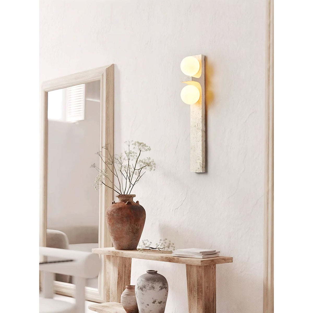 Eirikuvys Organisk Modern Minimalistisk Vägglampa i travertin
