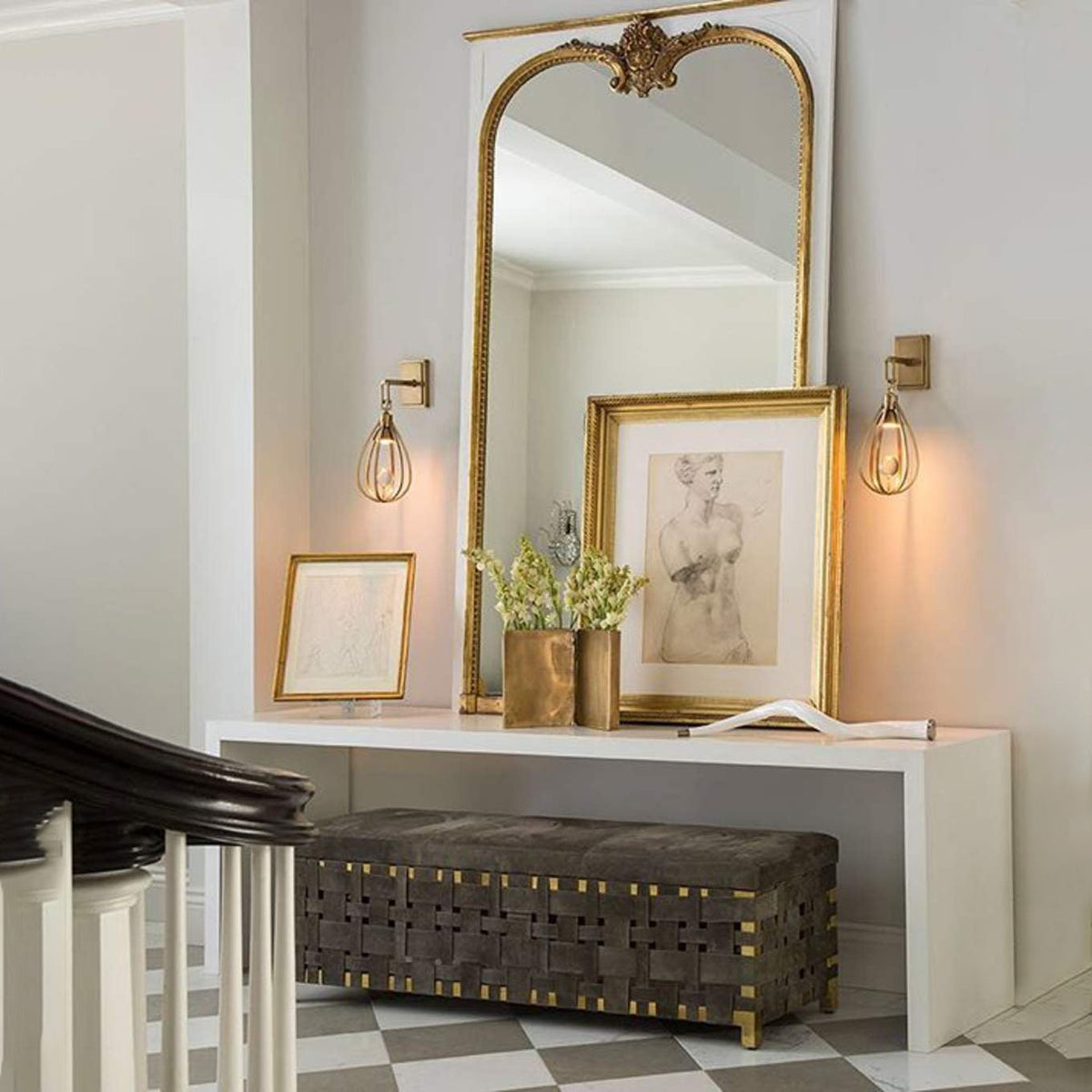 Candeeiro de parede de latão e cristal moderno e minimalista Gloruvys