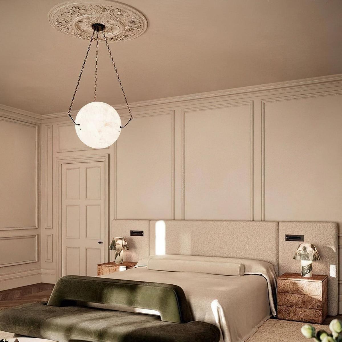 Himinuvys moderne minimalistiske pendellampe i alabast