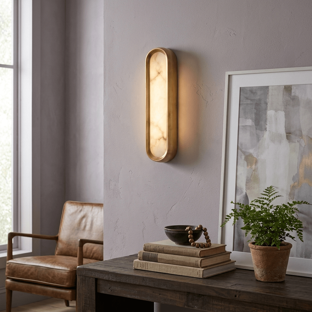 Evariste Aurelia välvd alabastervägglampa