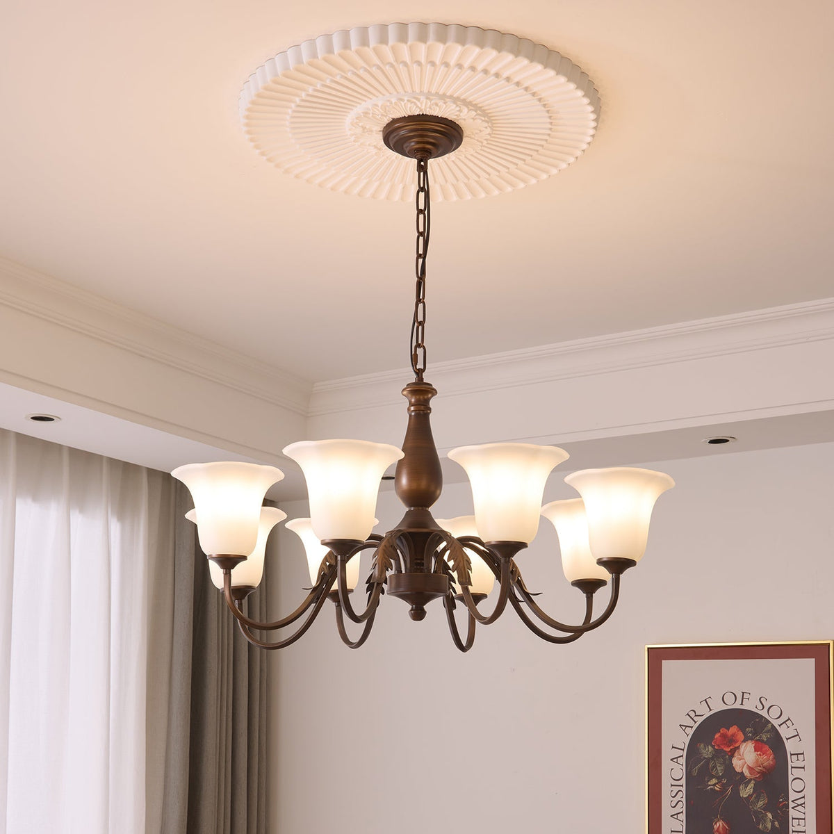 Candeeiro de teto tradicional de vidro com elegância Uveleth