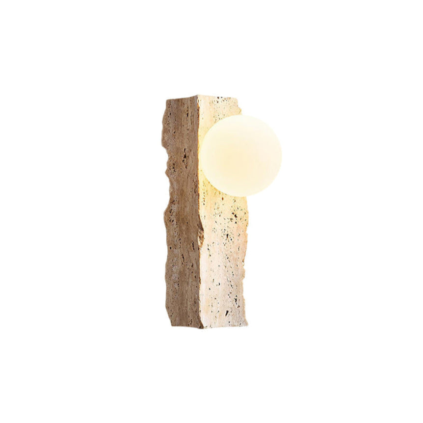 Tavivelia-væglampe i glas og travertin