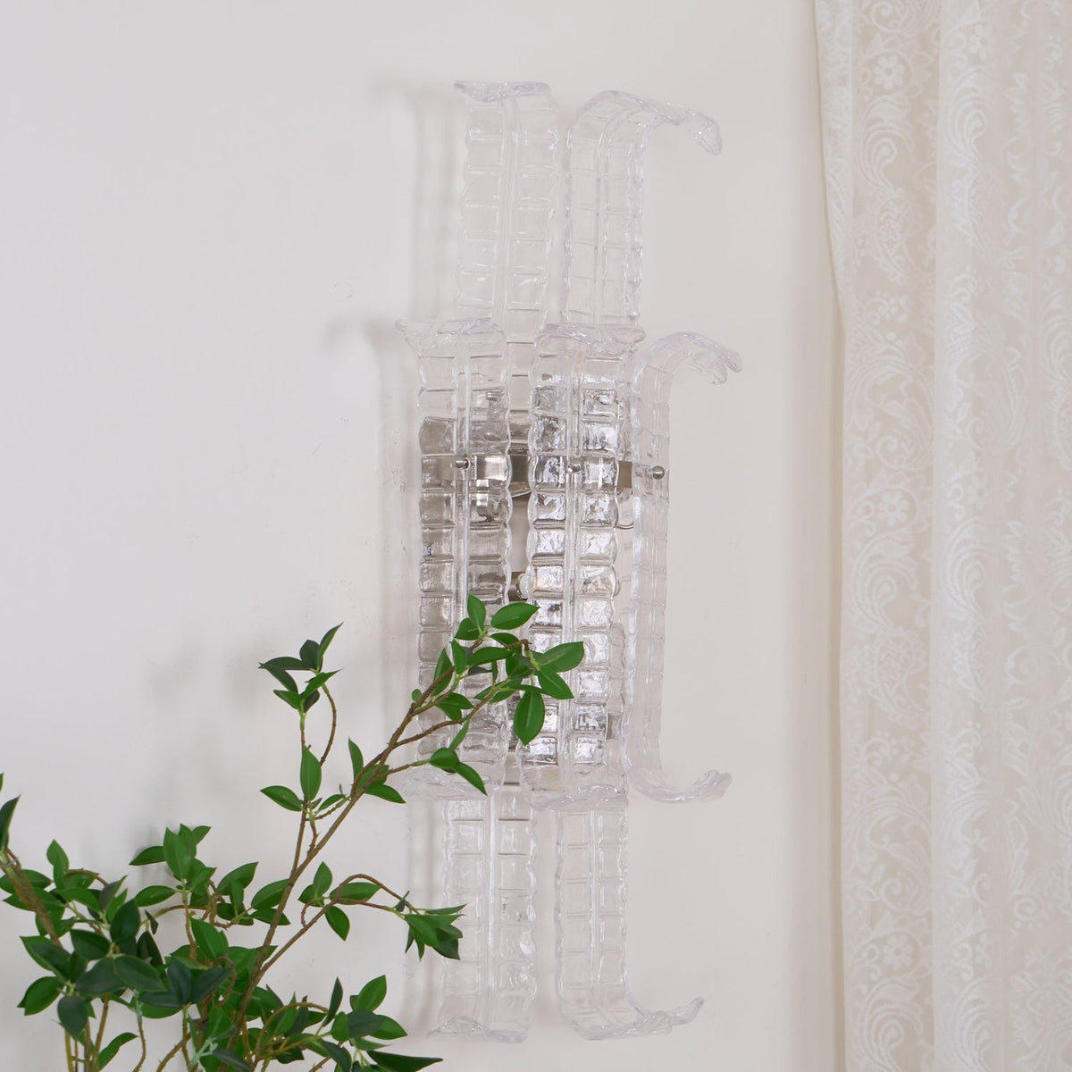 Celearia vägglampa med klar panel i geometriskt Murano-glas