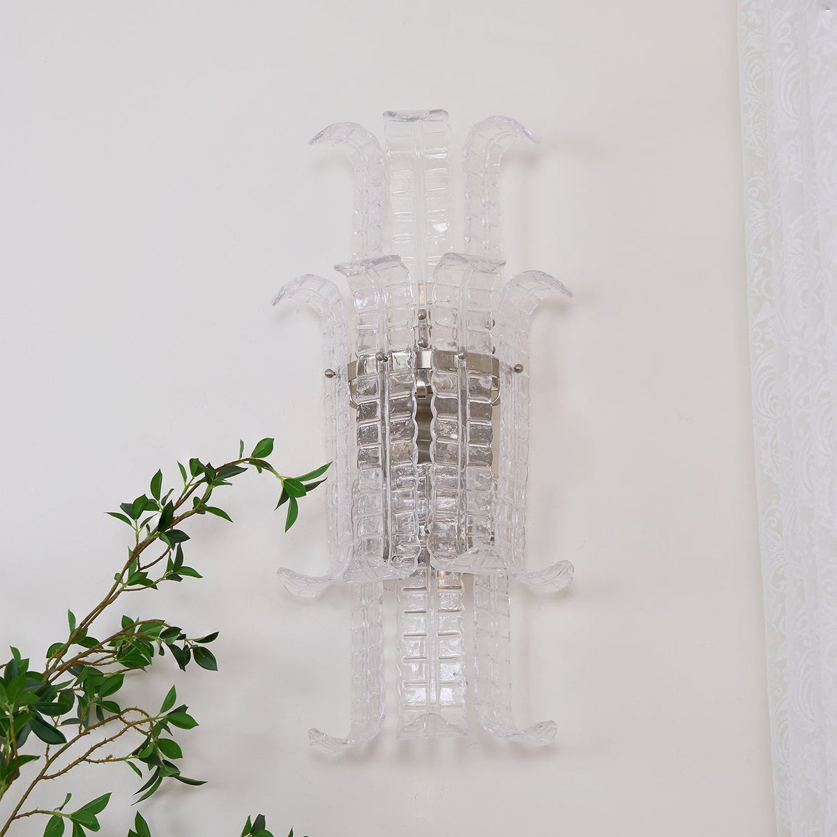 Celearia vägglampa med klar panel i geometriskt Murano-glas