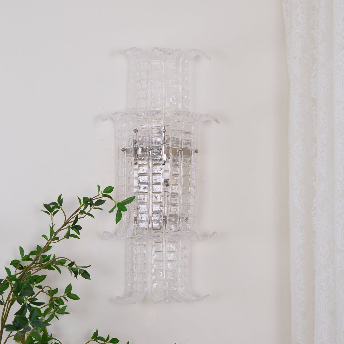 Celearia vägglampa med klar panel i geometriskt Murano-glas