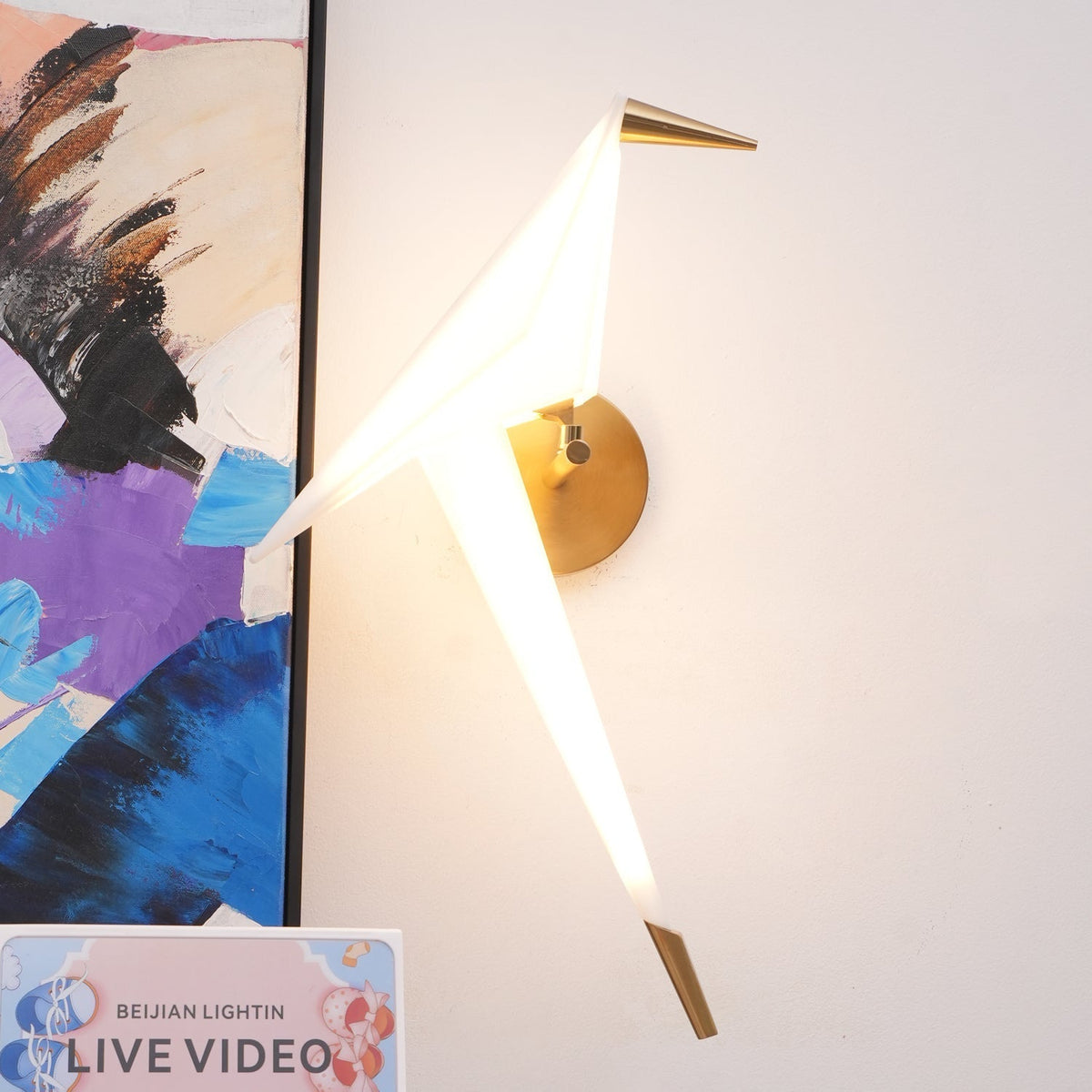 Eovela nordisk konstnärlig vägglampa med papperskran