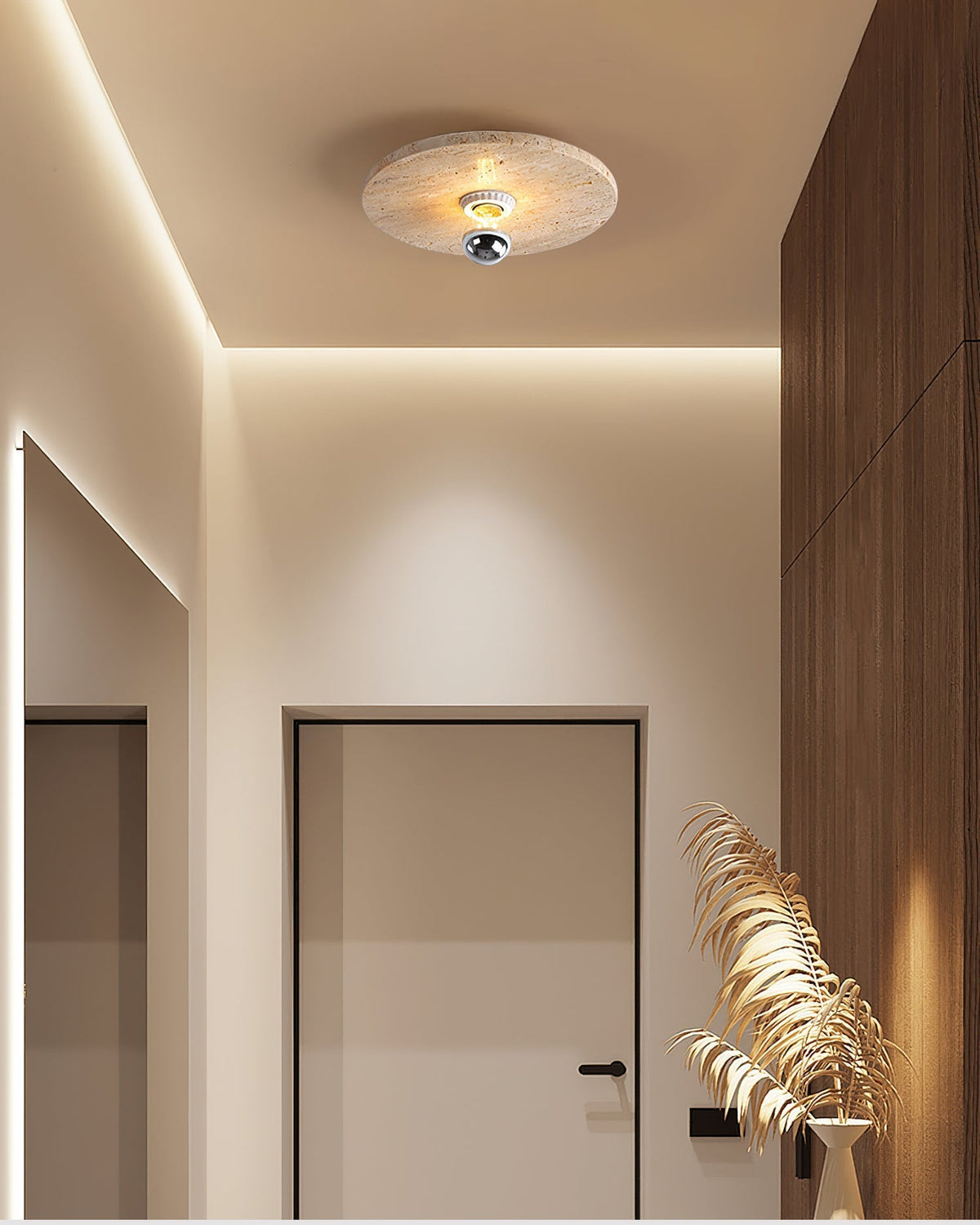 Norarora-loftslampe i travertin