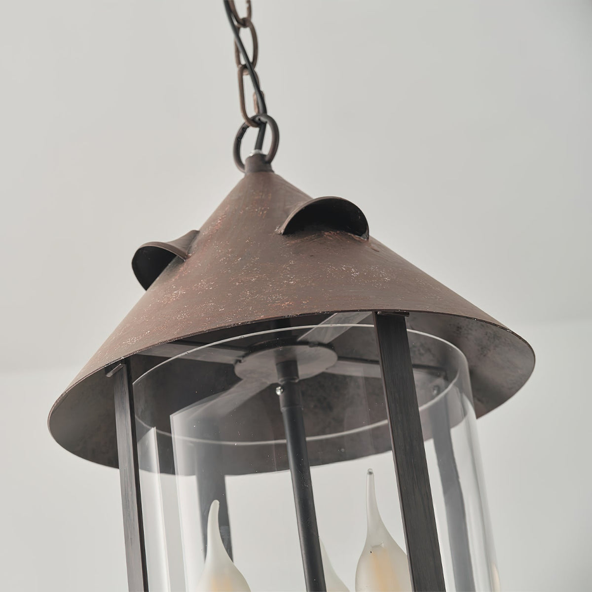 Tinduvyh vintage industriel pendellampe i metal og glas som lanterne