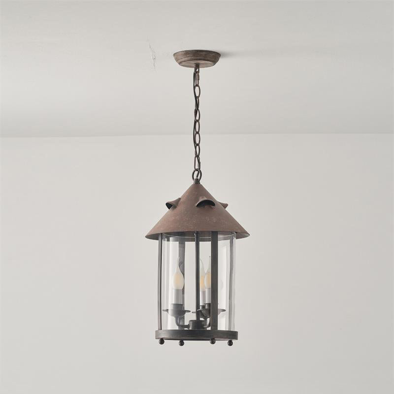 Tinduvyh vintage industriel pendellampe i metal og glas som lanterne