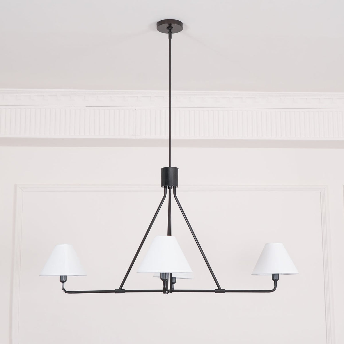 Ornuvyh vintage industriel lysekrone i metal og stof