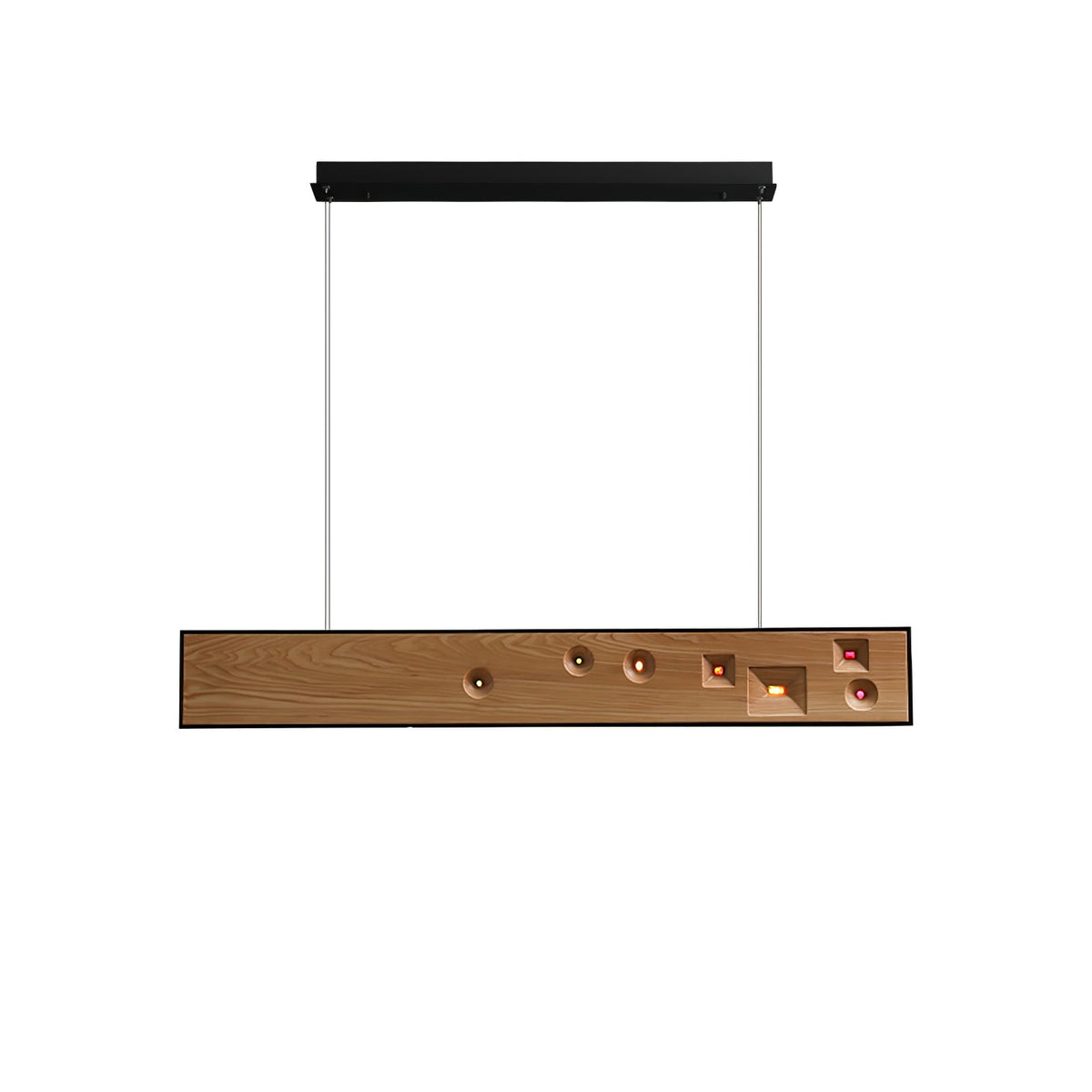 Candeeiro suspenso Elvorora em madeira e pedra preciosa com LED linear