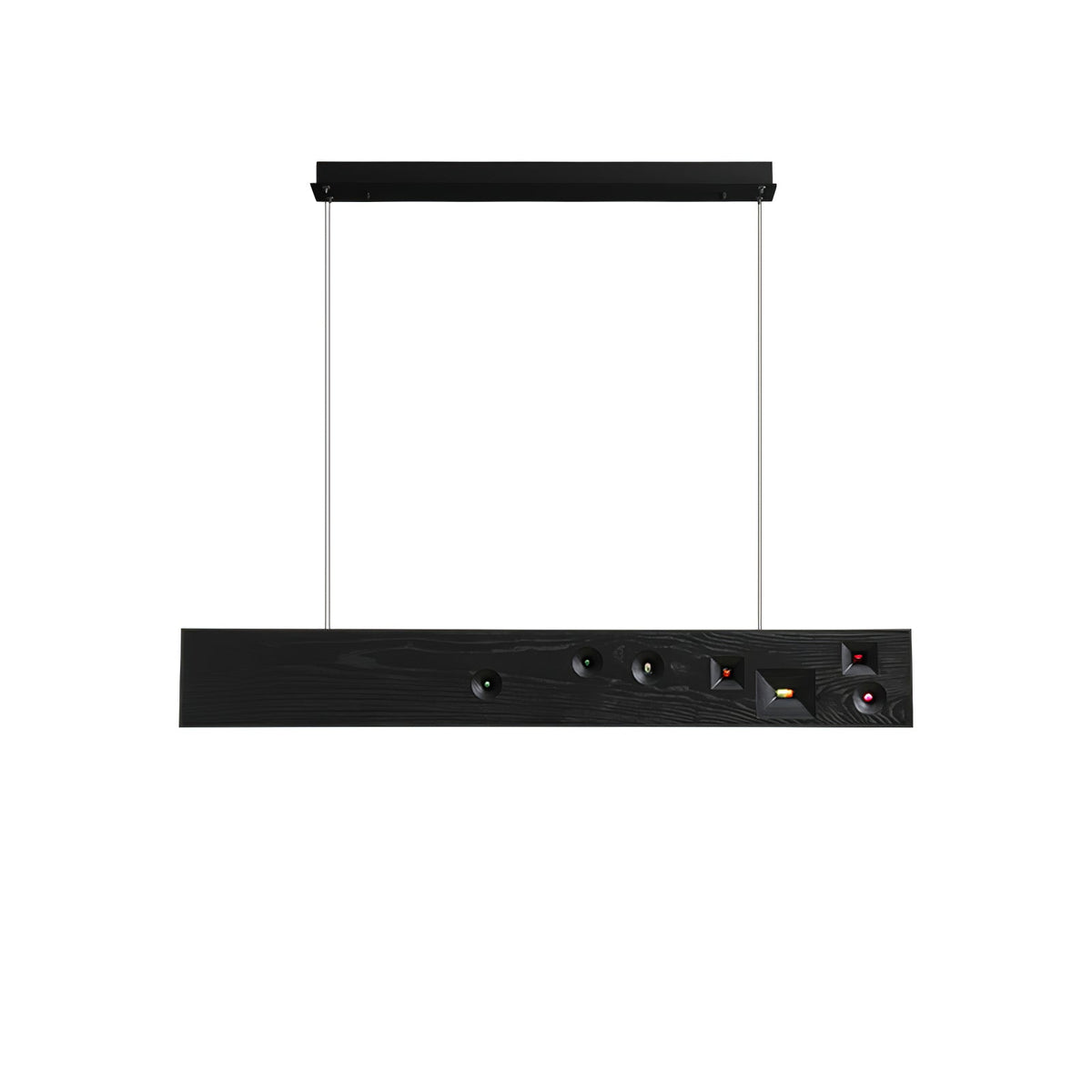 Candeeiro suspenso Elvorora em madeira e pedra preciosa com LED linear