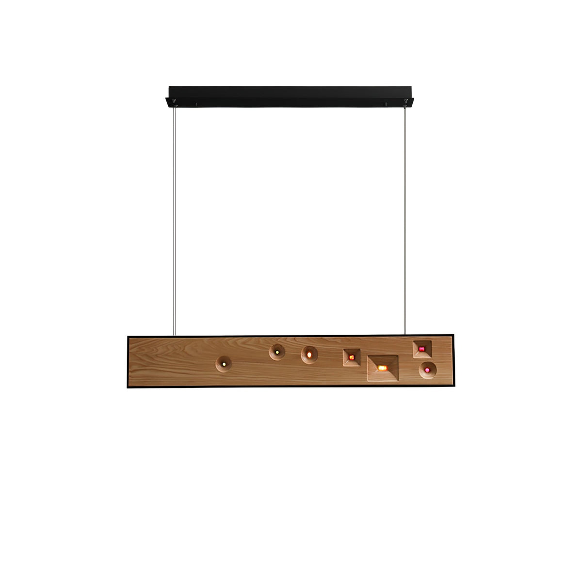 Candeeiro suspenso Elvorora em madeira e pedra preciosa com LED linear