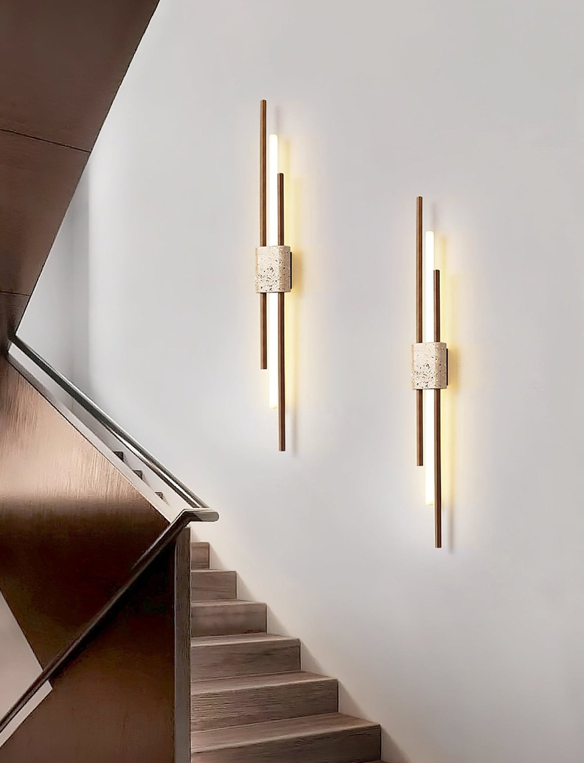 Eden Terra travertin trä valnöt vägglampa