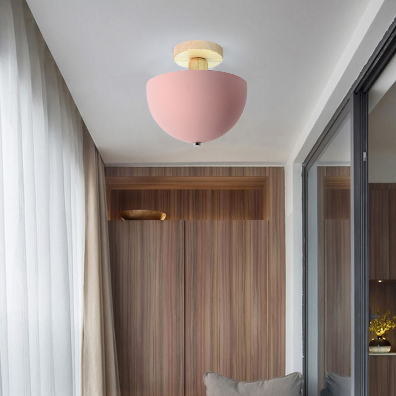 Muto Modern LED Wood Dome Ceiling Light