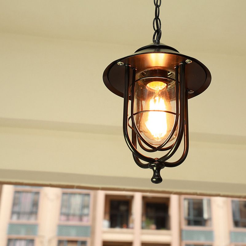 Ray retro-lanternependellampe i metal, sort/bronzefarvet