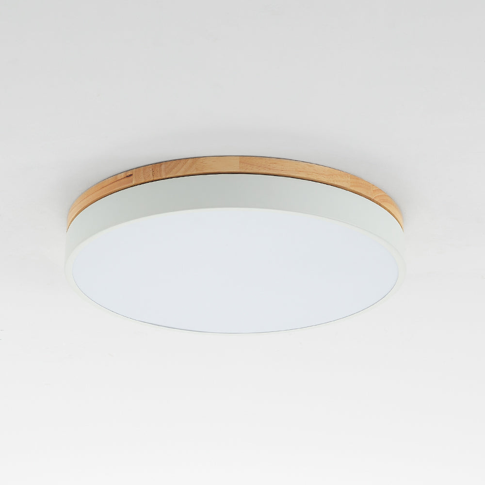 Aria Nordic LED Round Flush Mount Ceiling Light Wood Color