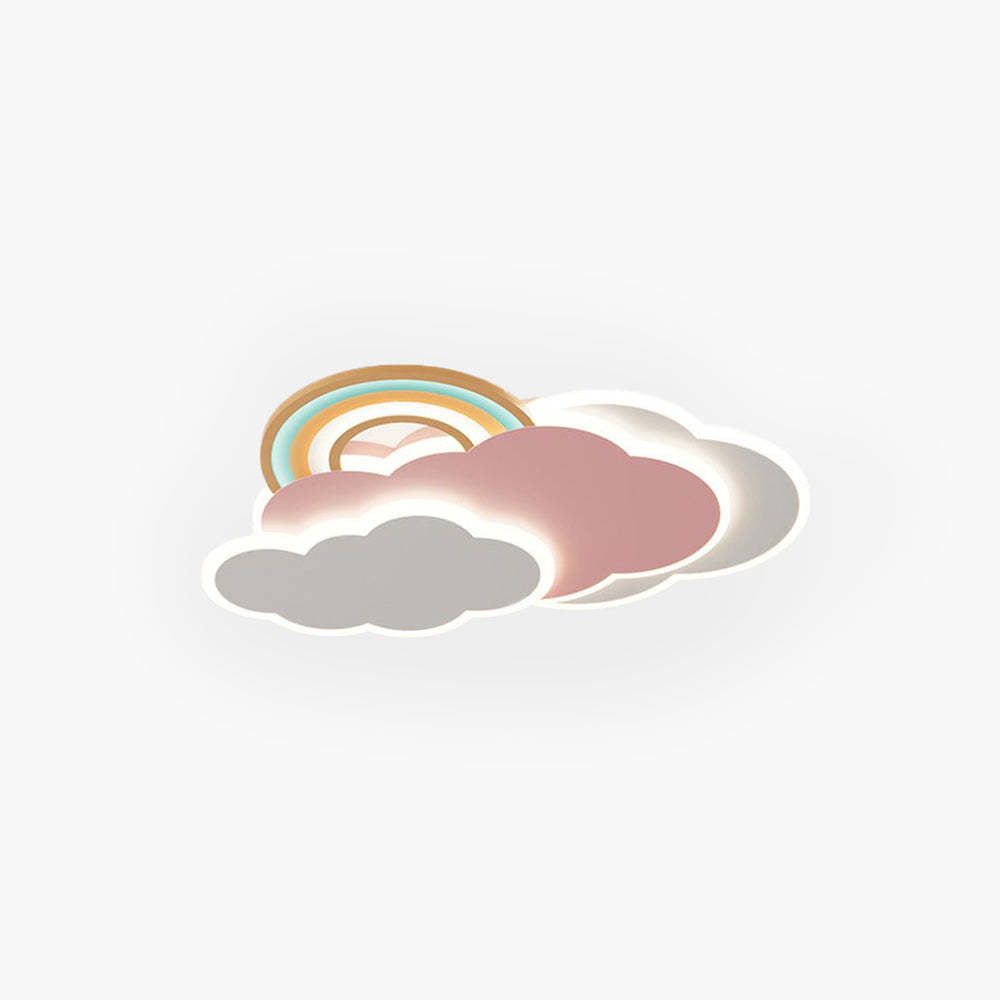Candeeiro de teto moderno Aria, tipo nuvem/arco-íris, de montagem rente ao teto, cor-de-rosa/branco