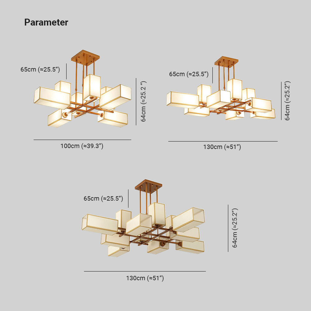 Arisha retro-firkantede pendellampe, metal/tekstil, sort/guld, stue