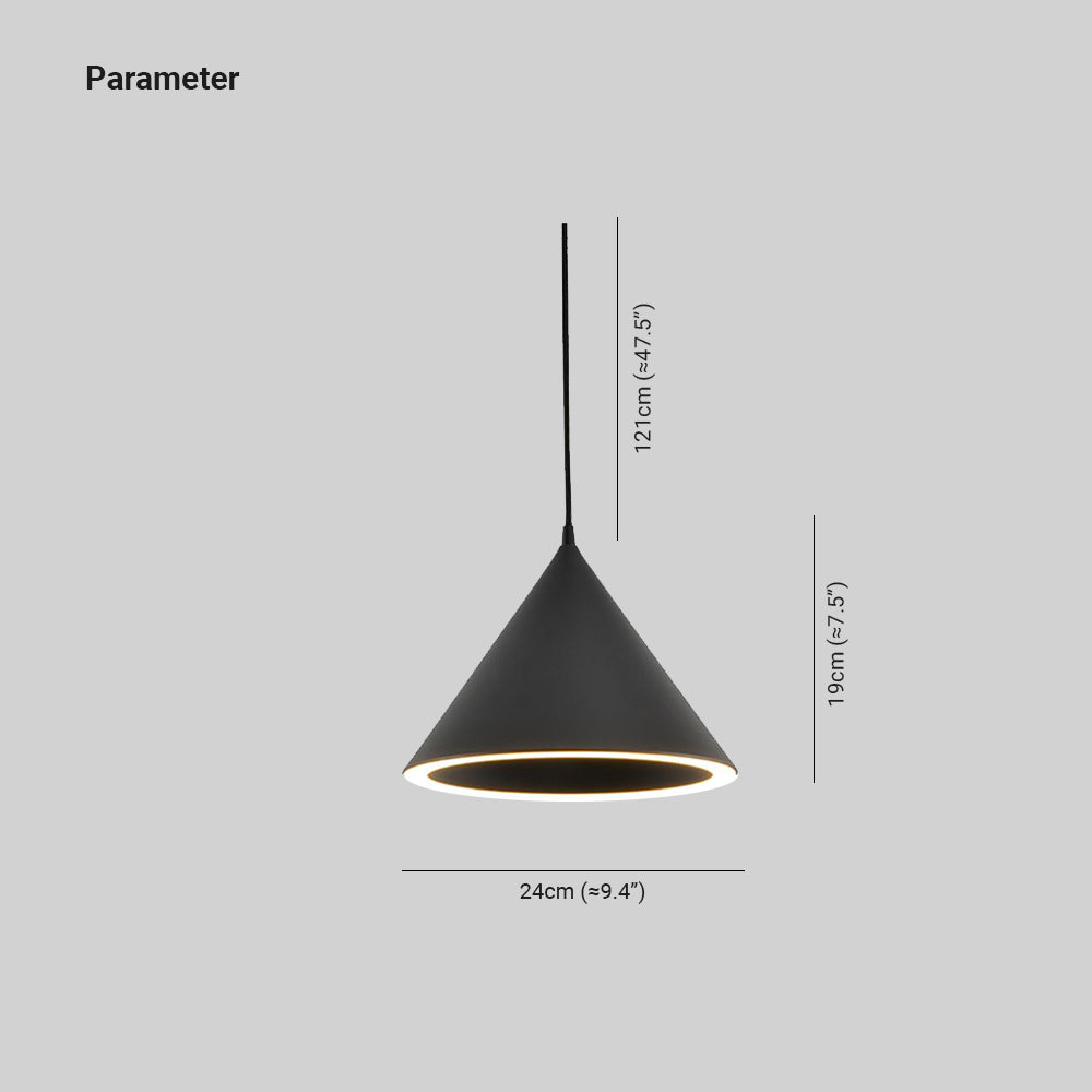 Candeeiro suspenso LED Aria, colorido e em forma de funil