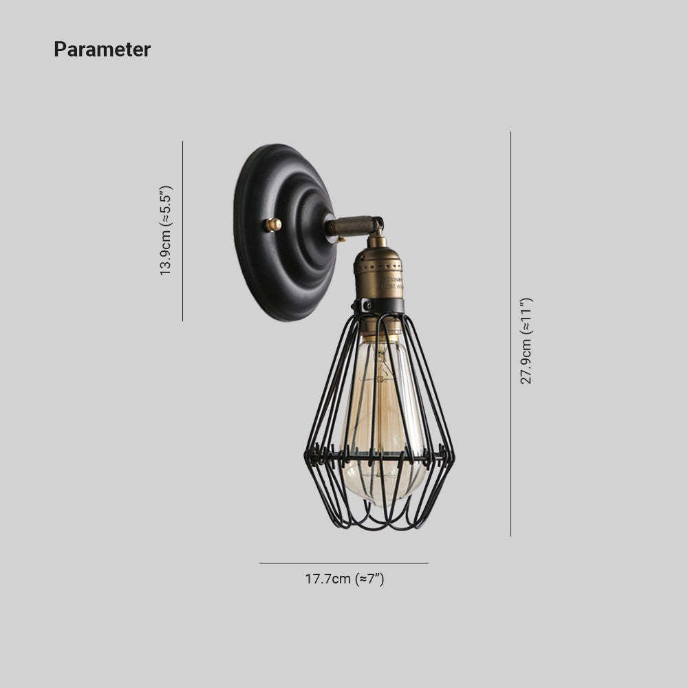 Candeeiro de parede Alessio industrial em forma de lanterna, em metal, preto/ferrugem