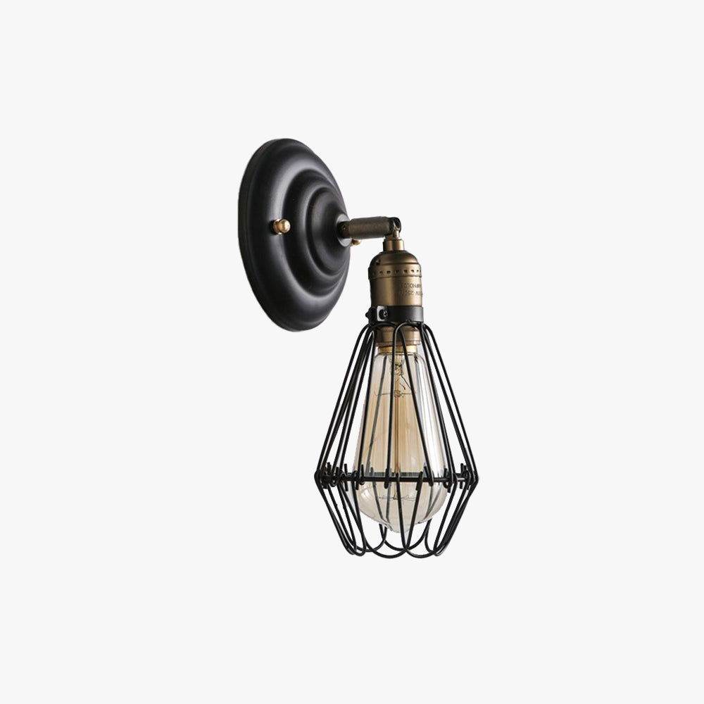Candeeiro de parede Alessio industrial em forma de lanterna, em metal, preto/ferrugem