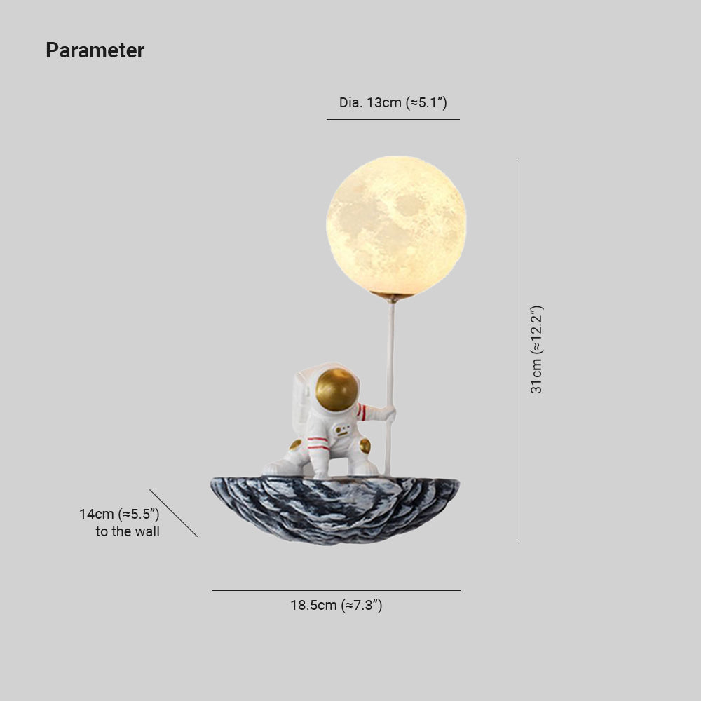 Candeeiro de parede Aria decorativo Astronauta de vidro, branco/branco-azulado