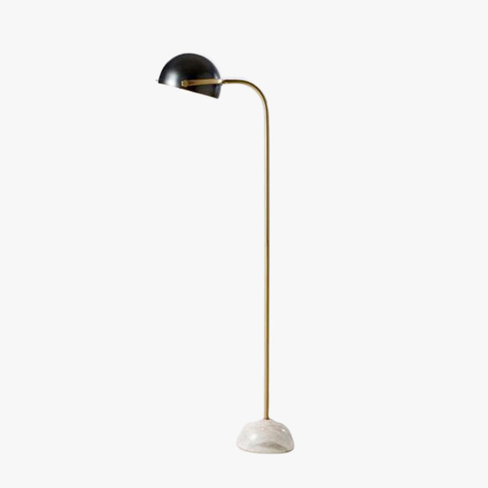 Eryn halvcirkelformet retro/minimalistisk gulvlampe, metal/marmor, sort, soveværelse