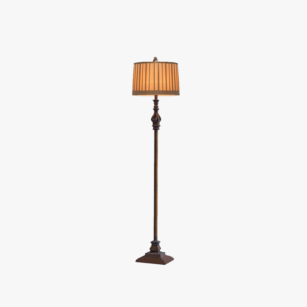 Eryn Vintage Resin/Fabric Standing Floor Lamp, Brown