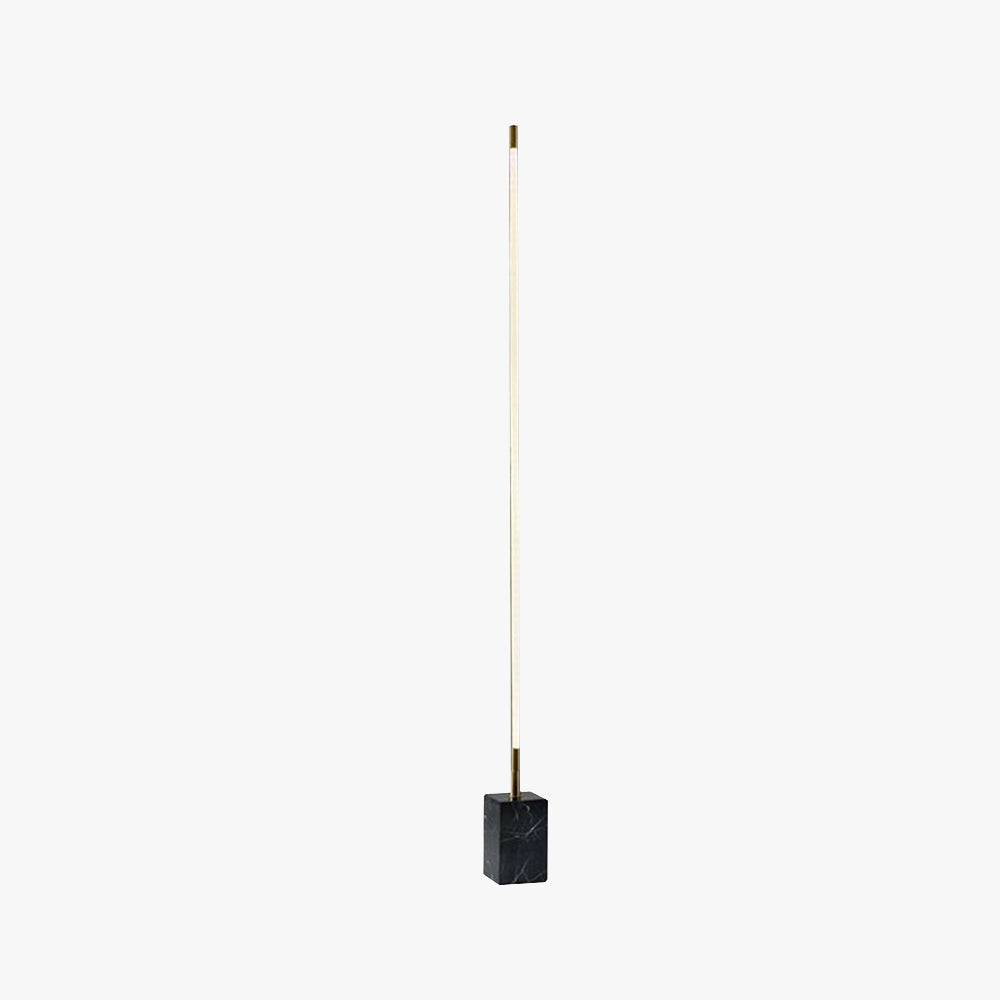 Edge minimalistisk lineær gulvlampe, sort/guld, metal/marmor