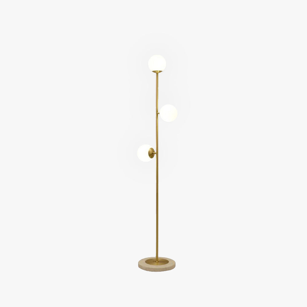 Valentina Modern Globe Brass/Glass Floor Lamp, 3 Heads
